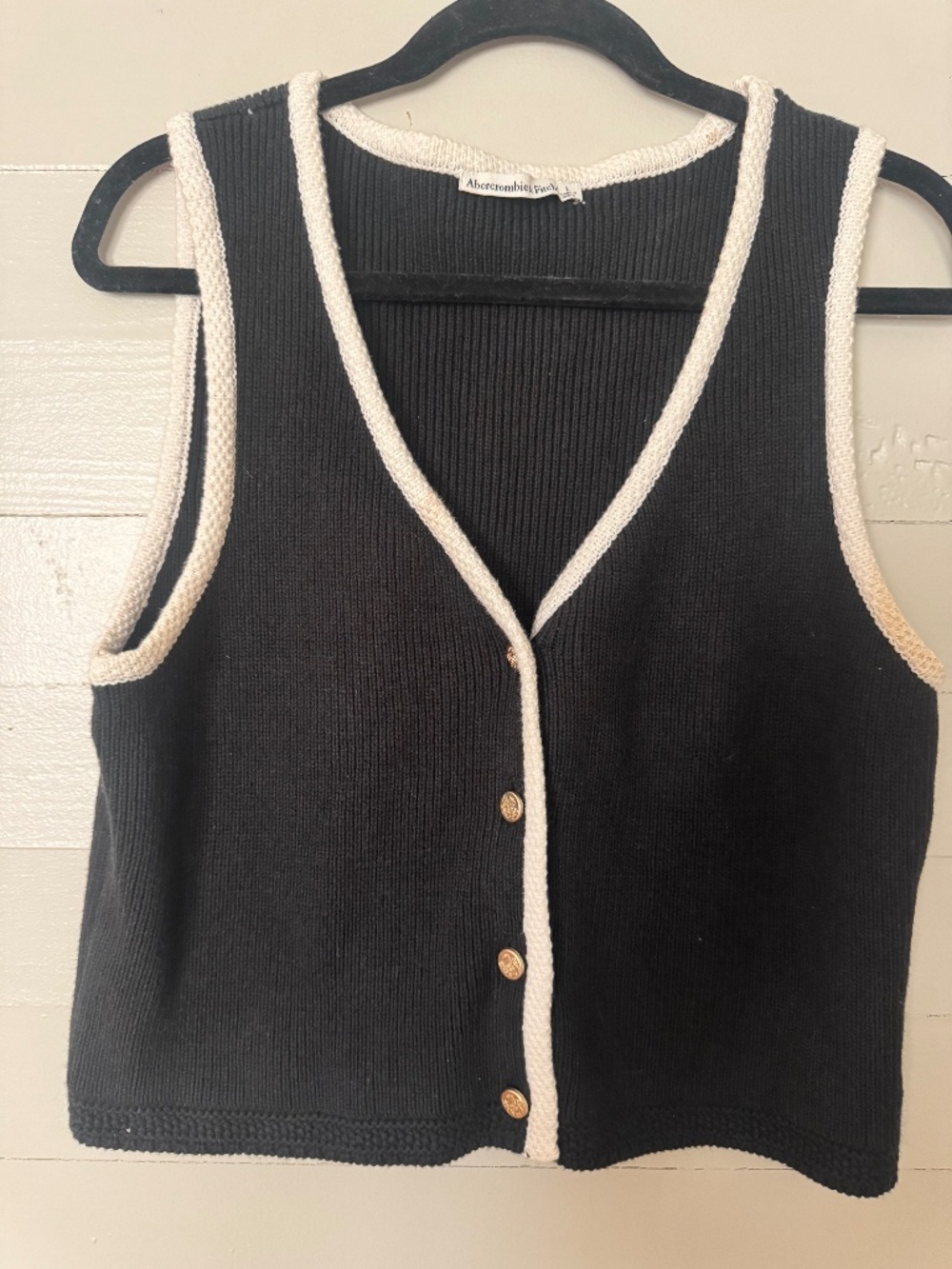 Abercrombie Navy and Cream sweater vest